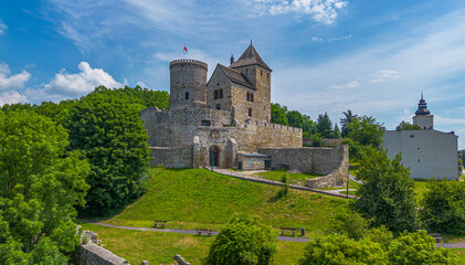 Medieval castle in Bedzin - aerial view. Poland
