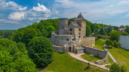 Naklejka premium Medieval castle in Bedzin - aerial view. Poland