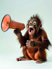 Fototapeta premium Orangutan with a Megaphone