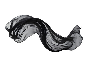 floating black fabric blowing isolate on transparency background PNG