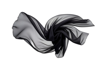 floating black fabric blowing isolate on transparency background PNG