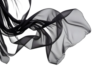 floating black fabric blowing isolate on transparency background PNG