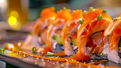 The chef makes a presentation of the dish to be served. Selective focus. Food.