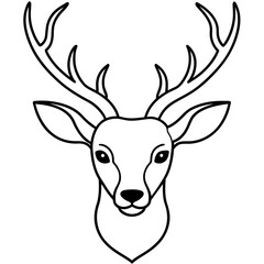 Deer Head Outline Vector Art