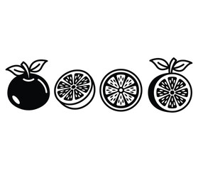 grapefruit slice icons vector design black white color illustration collection sets