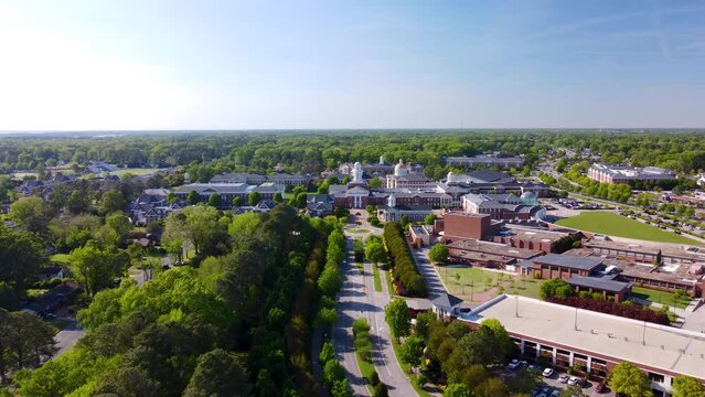 Christopher Newport University Aerial Cinematic 4k video. Newport News, Virginia. 