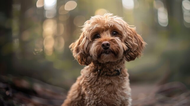 Doxiepoo Dog Portrait in the Woods