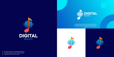 music tones and audio waves, digital logo design.