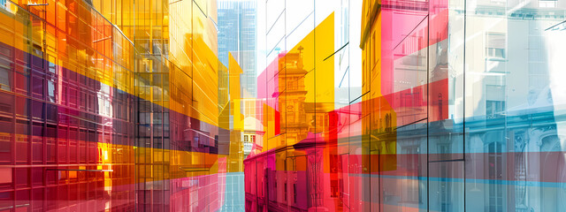 Obraz premium Colorful Urban Geometry: A Study in Modern Design