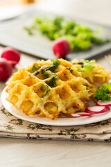 fried crispy vegetable potato waffles