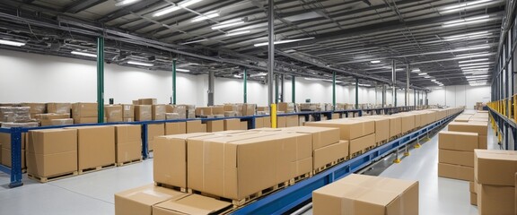 big ware house hall with boxes