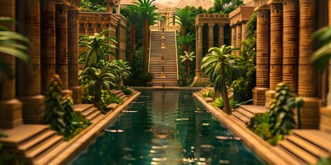 The Hanging Gardens of Babylon one of the Seven Wonders of the World. Concept Ancient Architecture, Babylonian History, Landscaping Marvel, Architectural Wonders