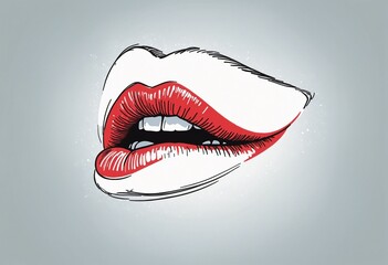 sexy red lips doodle - graphic
