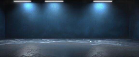 Obraz premium empty studio room with dark blue wall