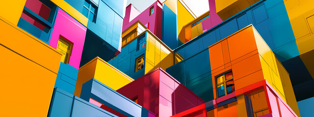 Fototapeta premium Colorful Urban Geometry: A Study in Modern Design