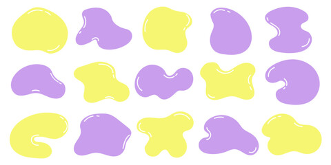 A set of Abstract colorful organic liquid blob shapes set. Irregular random fluid rounded elements. Vector illustration