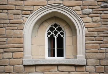 Fototapeta premium a old stone chapel church Gothic arch stone medieval window