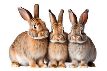 Fototapeta premium tudio portrait of cute rabbit isolated on transparent png background, happy bunny running on floor, adorable fluffy rabbit that sniffing.