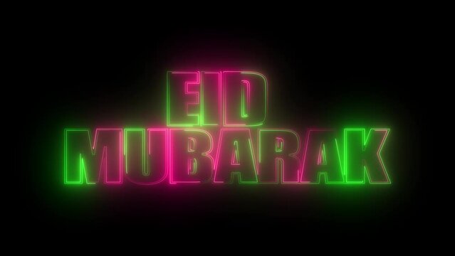 Eid  mubarak text animaton of neon.
