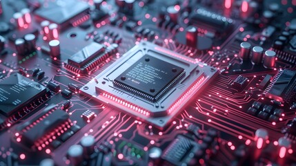 Obraz premium Efficient resource utilization strategies depicted through hardware usage graphs, showing optimal use of CPU, GPU, and memory to reduce the energy footprint 