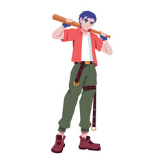 Vector Man Character Weapon Cartoon Cyberpunk Illustration Isolated