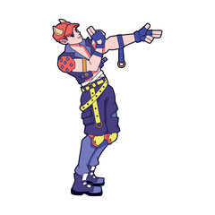 Vector Man Character Cartoon Cyberpunk Illustration Isolated