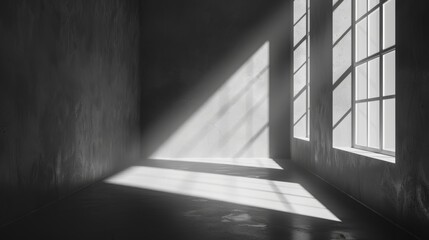 abstract. minimalistic background for product presentation. walls in  large empty room. can full of sunlight. Loft wall or minimalist wall. Shadow, light from windows to plaster wall.