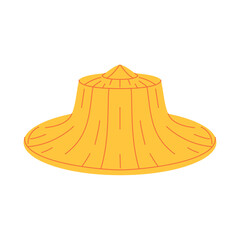 Vector Asian Conical Straw Hat Cartoon Illustration Isolated