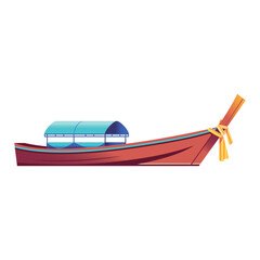 Fototapeta premium Vector Long Tail Boat Cartoon Illustration Isolated