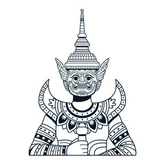 Vector Thai God Guardian Giant Cartoon Illustration Isolated