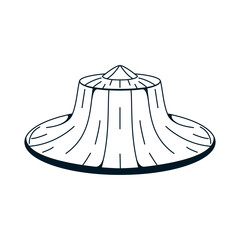 Vector Asian Conical Straw Hat Cartoon Illustration Isolated