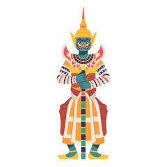 Vector Thai God Guardian Giant Cartoon Illustration Isolated