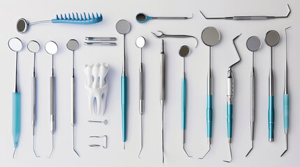 Set of Dentist's Tools for Oral Care