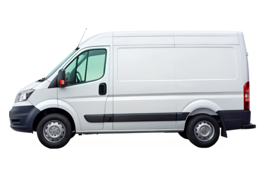 Delivery van isolated on white background mockup. Copy space. Png