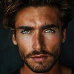 Obraz premium Male Model Isolated: Portrait of a Handsome Man with Serious Expression