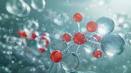 An illustration shows the chemical bonding in a water molecule, H2O.
