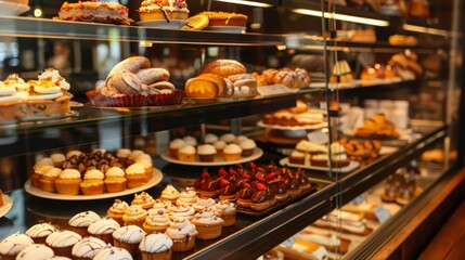 Fototapeta premium An international cafe that offers a taste of the world with its diverse menu. From French pastries to Italian espresso