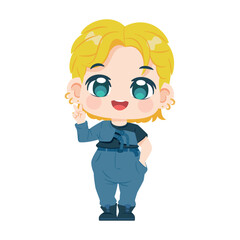 Vector Cute Character Boy Idol Kpop Cartoon Illustration Isolated