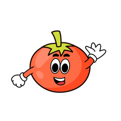 cartoon tomato illustration with cute expressions and style. for a healthy living logo or sticker