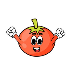 cartoon tomato illustration with cute expressions and style. for a healthy living logo or sticker