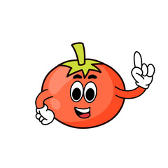 cartoon tomato illustration with cute expressions and style. for a healthy living logo or sticker