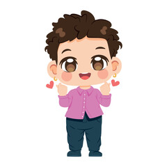 Vector Cute Boy Character Cartoon Illustration Isolated