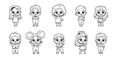 Vector Cute Idol Pop Culture Character Cartoon Set Illustration Isolated