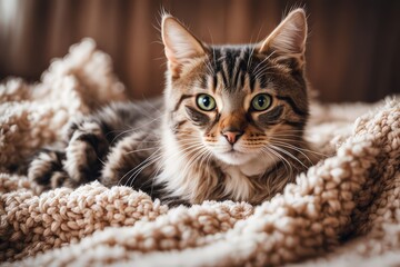 
A Cat That Is Laying Down On A Blanket, Photo Of A Cat, Cute Cat Photo, Cat Photo, Maine Coon, Cute Cat, A Cute Cat, Beautiful Cat, Awesome Cat, Serious Looking Mainecoon Cat, A Sick Cat Laying In A 