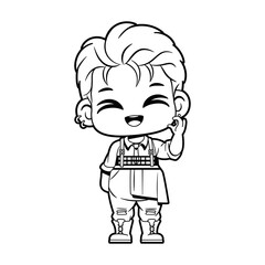 Vector Cute Character Boy Idol Kpop Cartoon Illustration Isolated