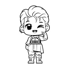 Vector Cute Character Boy Idol Kpop Cartoon Illustration Isolated