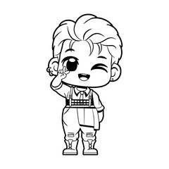 Vector Cute Character Boy Idol Kpop Cartoon Illustration Isolated