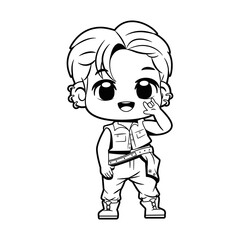 Vector Cute Character Boy Idol Kpop Cartoon Illustration Isolated