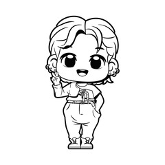 Vector Cute Character Boy Idol Kpop Cartoon Illustration Isolated