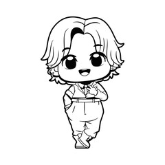 Vector Cute Character Boy Idol Kpop Cartoon Illustration Isolated